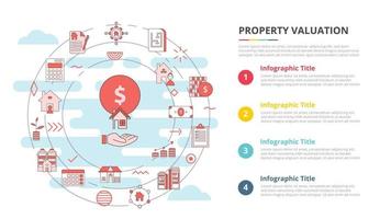 concetto di valutazione della proprietà per banner modello infografico con informazioni sull'elenco a quattro punti vettore