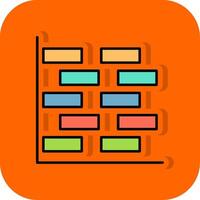 gantt grafico pieno arancia sfondo icona vettore