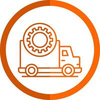 camion riparazione linea arancia cerchio icona vettore
