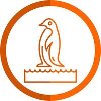pinguino linea arancia cerchio icona vettore