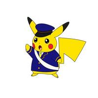 Pikachu polizia Lavorando Pokemon cartone animato vettore