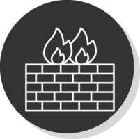 firewall linea grigio cerchio icona vettore