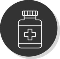 medicina bottiglia linea grigio cerchio icona vettore