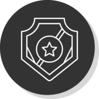 polizia distintivo linea grigio cerchio icona vettore