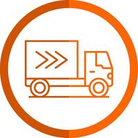 consegna camion linea arancia cerchio icona vettore