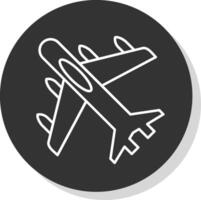 Jet aereo linea grigio cerchio icona vettore