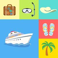 Set di icone di vacanze e viaggi vettore