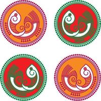 rangoli tradizionali e culturali indiani, alpona, kolam o paisley vector line art. arte bengala india. per la stampa tessile, logo, carta da parati