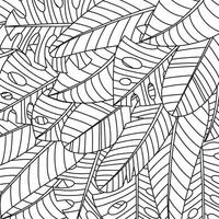 tropicale foglia linea arte sfondo sfondo . naturale Monstera e Banana le foglie modello design nel minimalista lineare contorno semplice stile. design per tessuto, Stampa, coperchio, striscione, decorazione. vettore