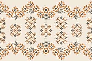 tradizionale etnico motivi ikat geometrico tessuto modello attraversare punto.ikat ricamo etnico orientale pixel Marrone crema sfondo. astratto, illustrazione. trama, sciarpa, decorazione, carta da parati. vettore