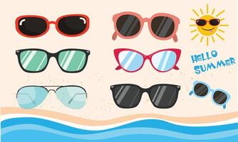 occhiali da sole illustrazione. estate elemento. occhiali moda. cartone animato piatto isolato. vettore