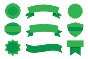 collezione di verde nastri tag badge e etichette isolato bianca sfondo vettore
