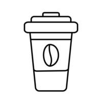 schema disegno di monouso tazza con caffè grano su esso. logo, icona o etichetta design concetto vettore