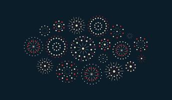 motivo colorato di fuochi d'artificio per biglietto di auguri, stile grafico cartone animato orientale, illustrazione vettoriale