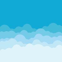 blu cielo con bianca nuvole nel piatto stile. arioso atmosfera illustrazione su isolato sfondo. natura cartello attività commerciale concetto. vettore