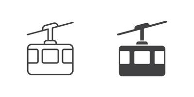 sciare cavo auto nel piatto stile. funicolare illustrazione su isolato sfondo. gondola cartello attività commerciale concetto. vettore