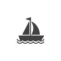 barca a vela icona nel piatto stile. nave illustrazione su isolato sfondo. trasporto cartello attività commerciale concetto. vettore