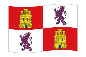 agitando bandiera di castiglia e leoni, amministrativo divisione di Spagna. illustrazione. vettore