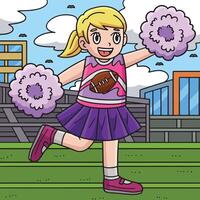 americano calcio cheerleader colorato cartone animato vettore