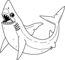mako squalo isolato colorazione pagina per bambini vettore