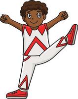 cheerleader ragazzo raccolta uno gamba cartone animato clipart vettore