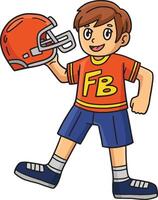 americano calcio ragazzo con casco cartone animato clipart vettore