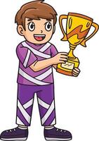 cheerleading cheerleader ragazzo con un' trofeo clipart vettore