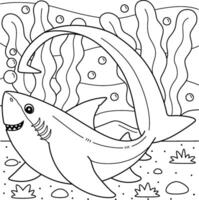 trebbiatrice squalo colorazione pagina per bambini vettore