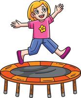 circo bambino e trampolino cartone animato clipart vettore