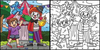 circo bambino e clown colorazione pagina illustrazione vettore