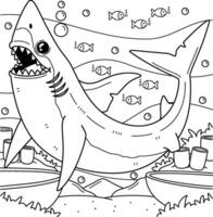mako squalo colorazione pagina per bambini vettore