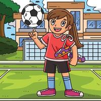 calcio ragazza trasporto scarpe colorato cartone animato vettore