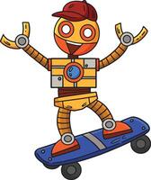 robot andare con lo skateboard cartone animato colorato clipart vettore