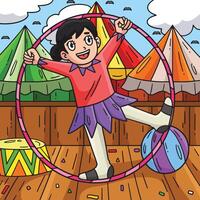 circo femmina acrobata colorato cartone animato illustrazione vettore