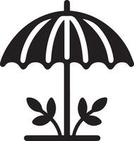 minimo all'aperto parasole icona silhouette, bianca sfondo vettore