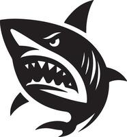 un' minimo arrabbiato squalo piatto illustrazione silhouette, nero colore silhouette 10 vettore