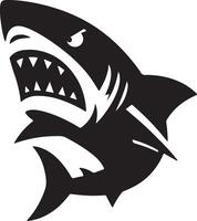 un' minimo arrabbiato squalo piatto illustrazione silhouette, nero colore silhouette 3 vettore