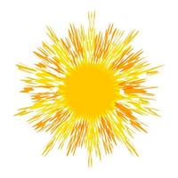 cocente sole caldo con più raggi, isolato su sfondo bianco, illustrazione vettoriale. vettore