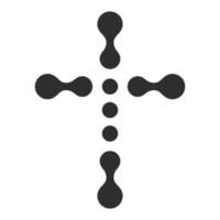 simbolo cristiano, icona a forma di croce con punti di connessione neri. modello di logo della chiesa. illustrazione vettoriale isolato.
