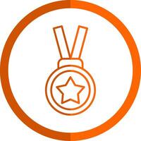 oro medaglia linea arancia cerchio icona vettore