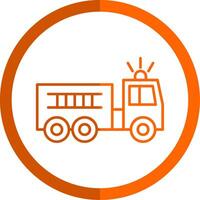 fuoco camion linea arancia cerchio icona vettore