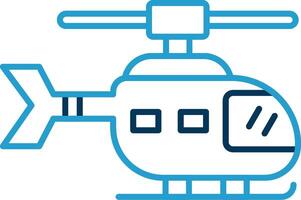 elicottero linea blu Due colore icona vettore