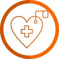 cardiologia linea arancia cerchio icona vettore