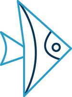 pesce linea blu Due colore icona vettore