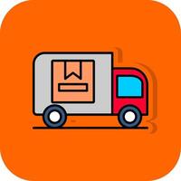 consegna camion pieno arancia sfondo icona vettore