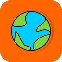 terra globo pieno arancia sfondo icona vettore