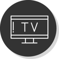 tv linea grigio cerchio icona vettore