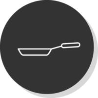 frittura padella linea grigio cerchio icona vettore