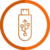 USB linea arancia cerchio icona vettore