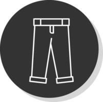 pantaloni linea grigio cerchio icona vettore